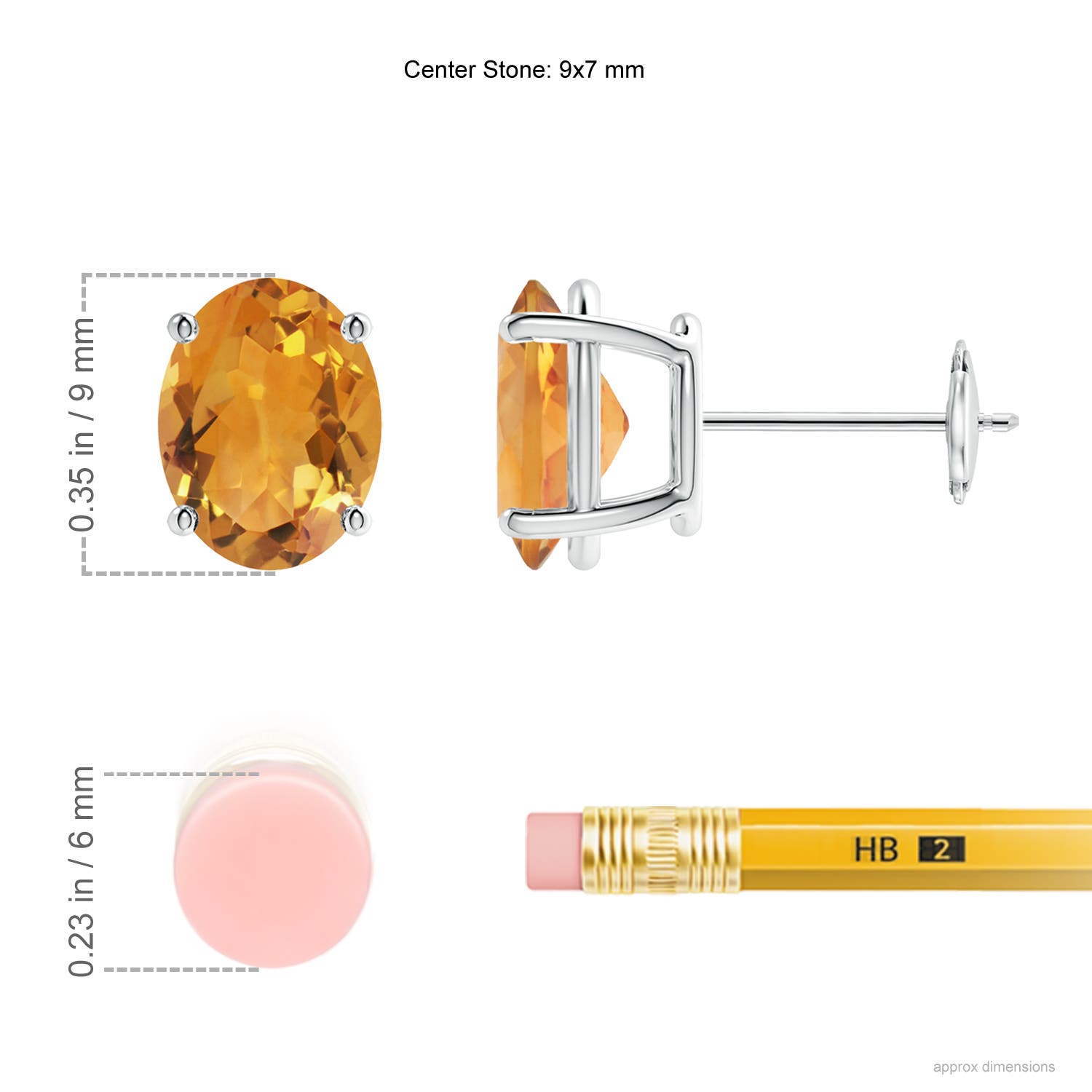 AA - Citrine / 3.3 CT / 14 KT White Gold