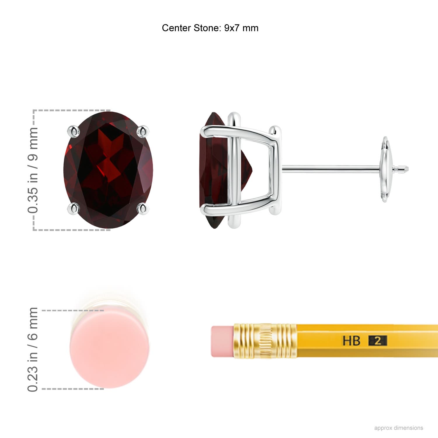 A - Garnet / 4 CT / 14 KT White Gold