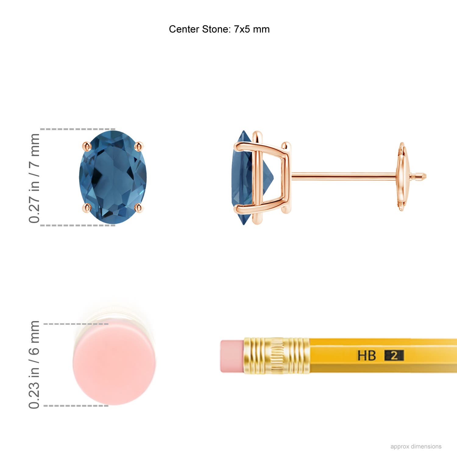 A - London Blue Topaz / 1.9 CT / 14 KT Rose Gold