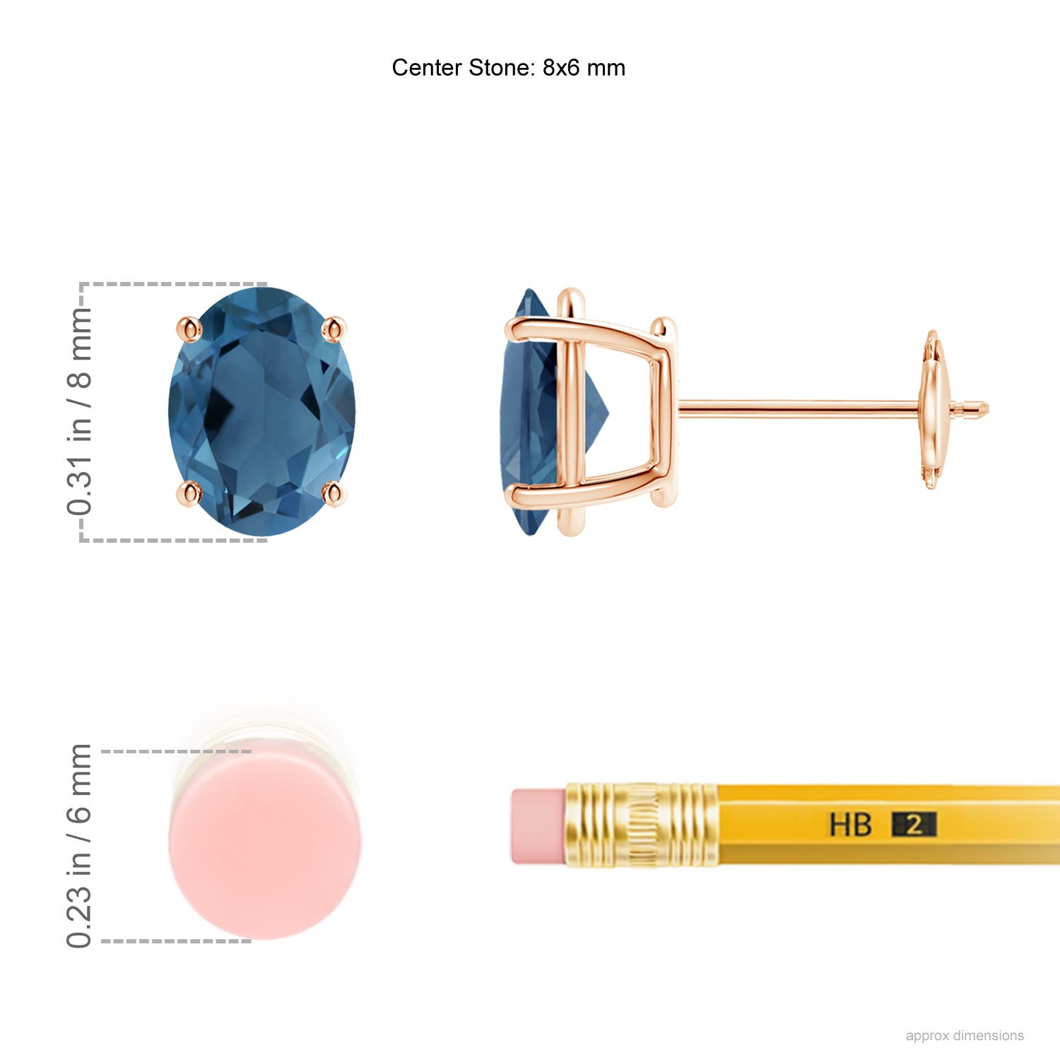 A - London Blue Topaz / 3 CT / 14 KT Rose Gold