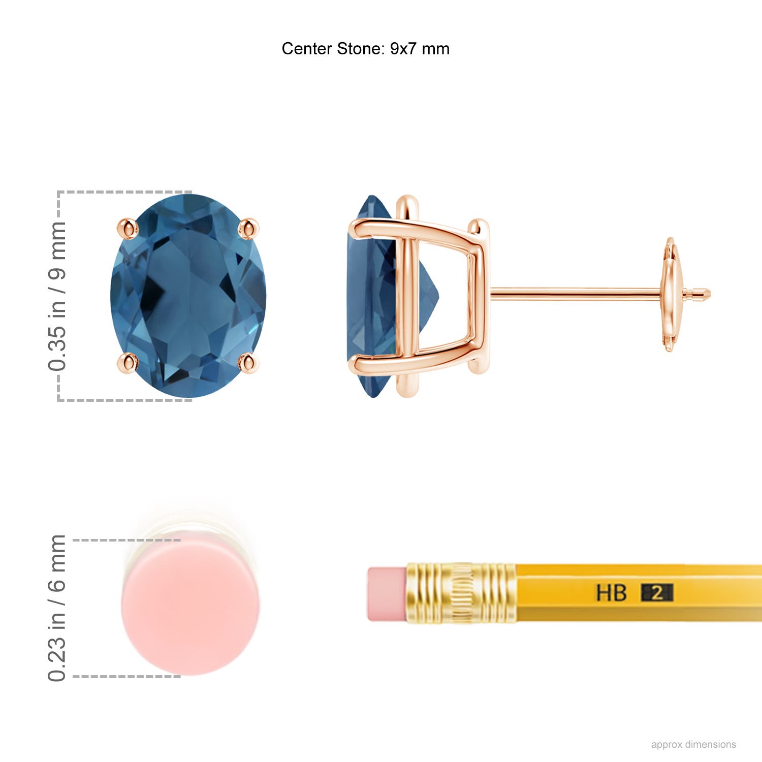 A - London Blue Topaz / 4.5 CT / 14 KT Rose Gold