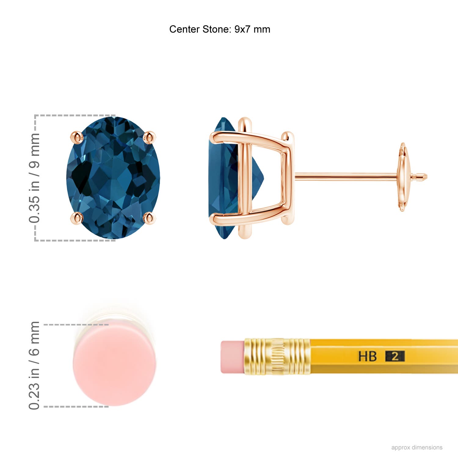 AAA - London Blue Topaz / 4.5 CT / 14 KT Rose Gold