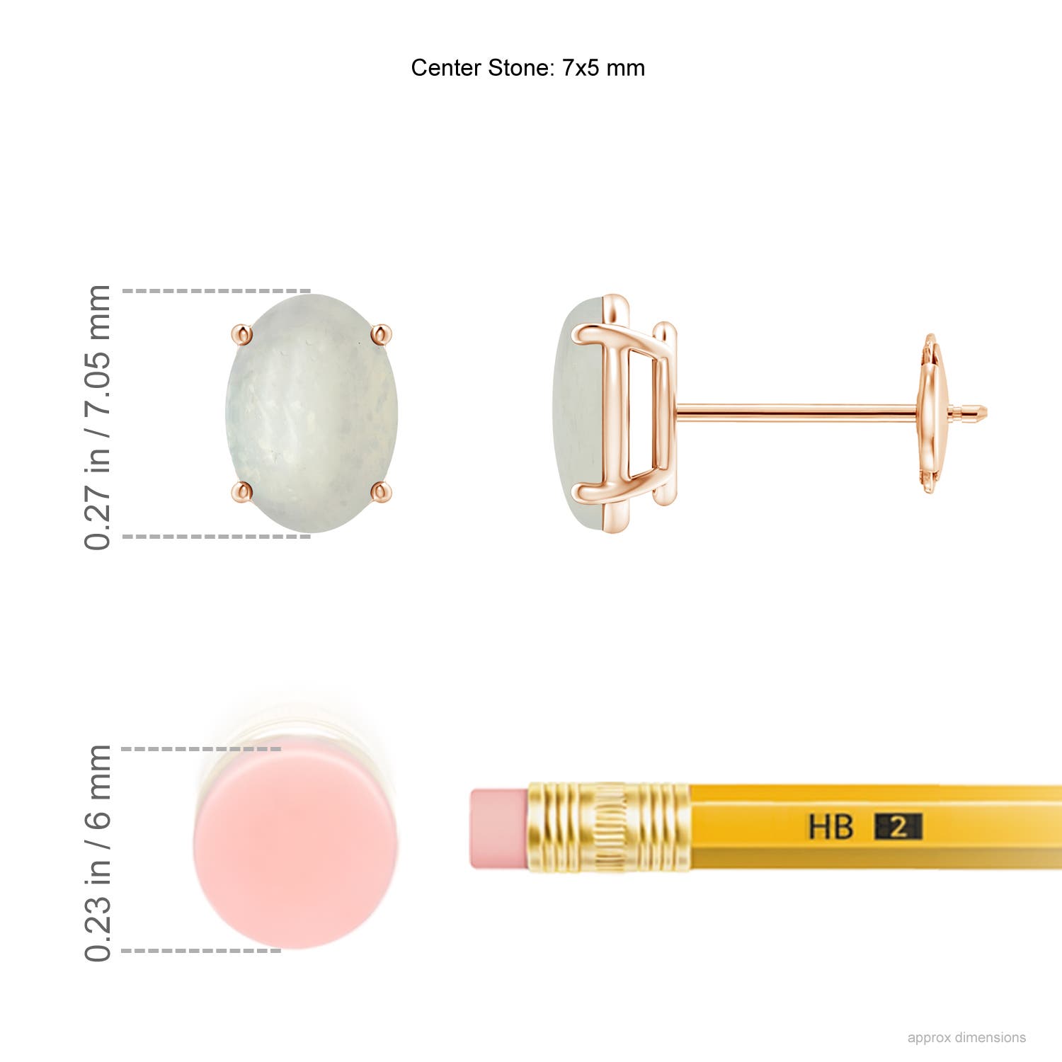 A - Moonstone / 1.36 CT / 14 KT Rose Gold