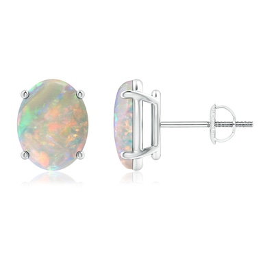 Oval Opal Studs with Diamond Halo | Angara