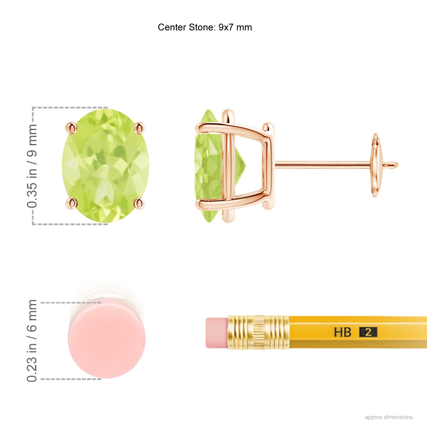 A - Peridot / 3.8 CT / 14 KT Rose Gold