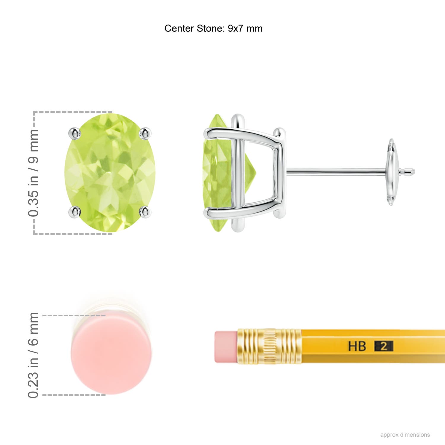 A - Peridot / 3.8 CT / 14 KT White Gold