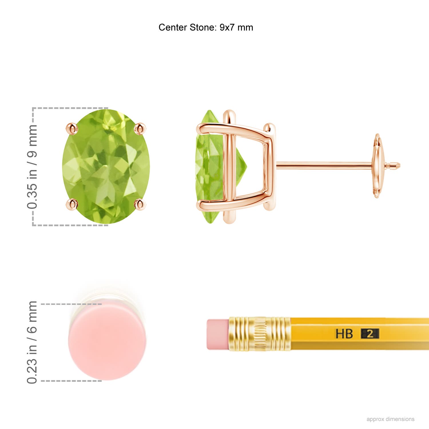 AA - Peridot / 3.8 CT / 14 KT Rose Gold