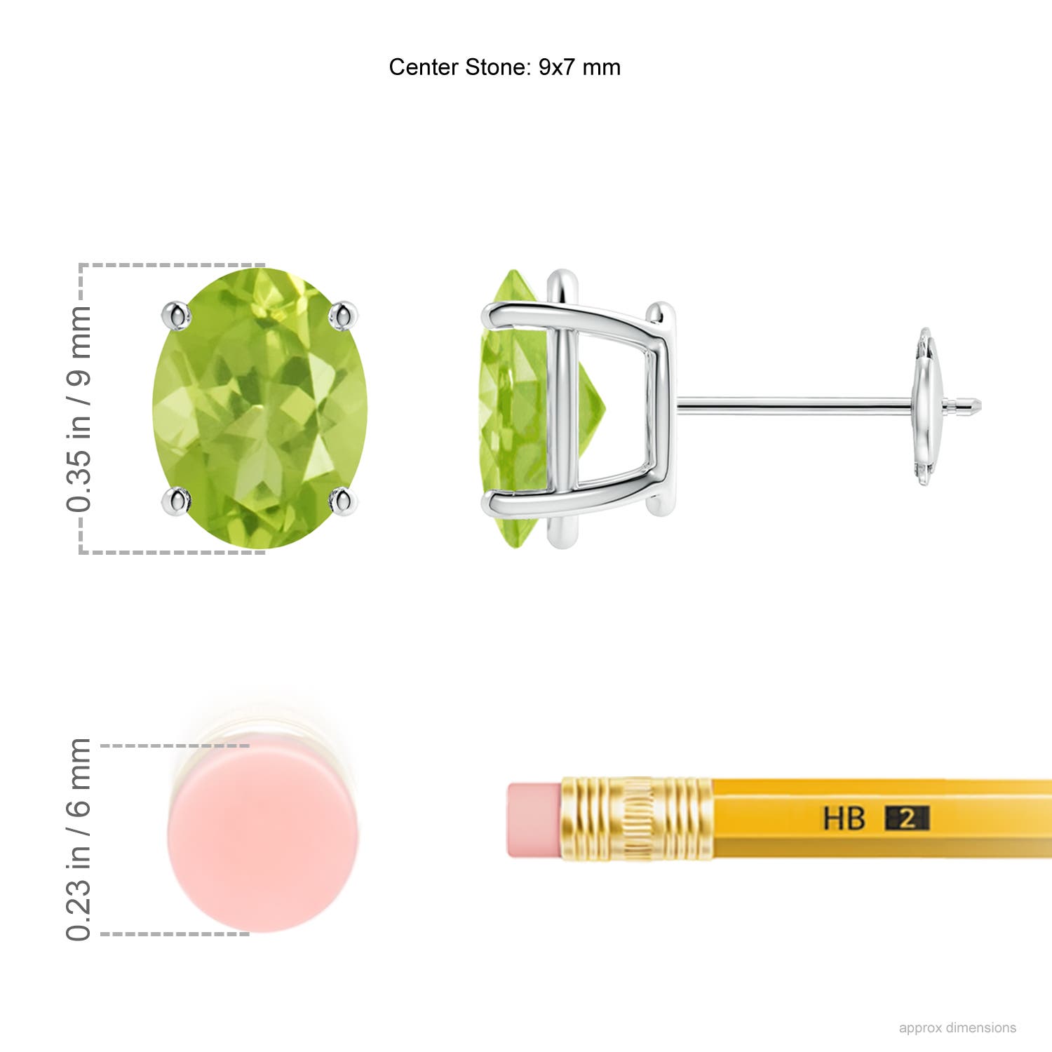 AA - Peridot / 3.8 CT / 14 KT White Gold