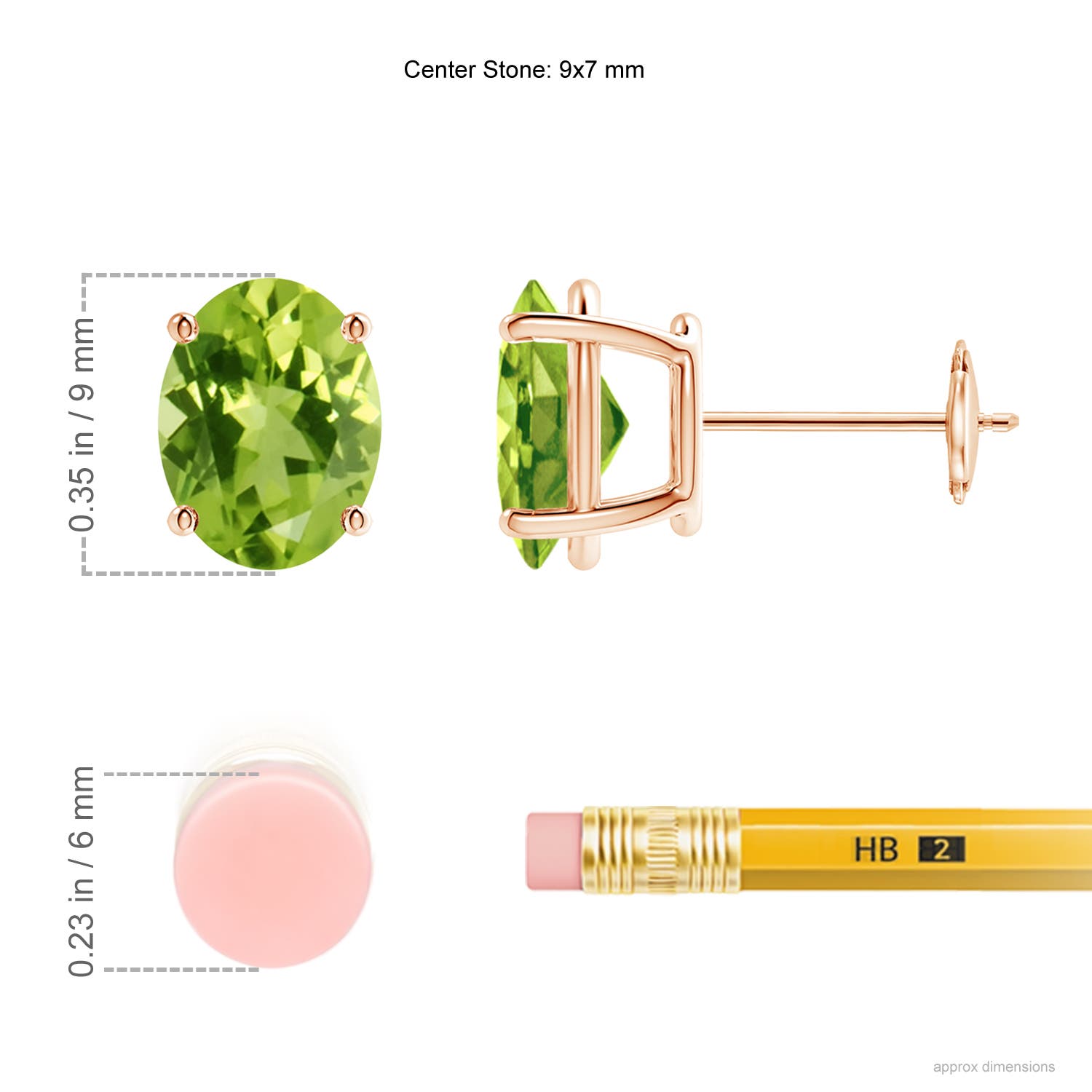 AAA - Peridot / 3.8 CT / 14 KT Rose Gold