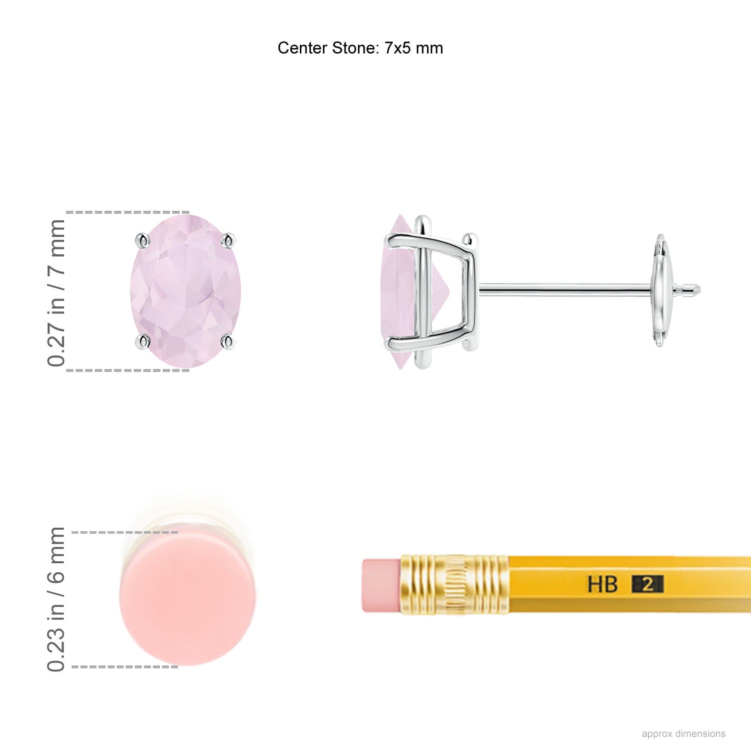 A - Rose Quartz / 1.4 CT / 14 KT White Gold