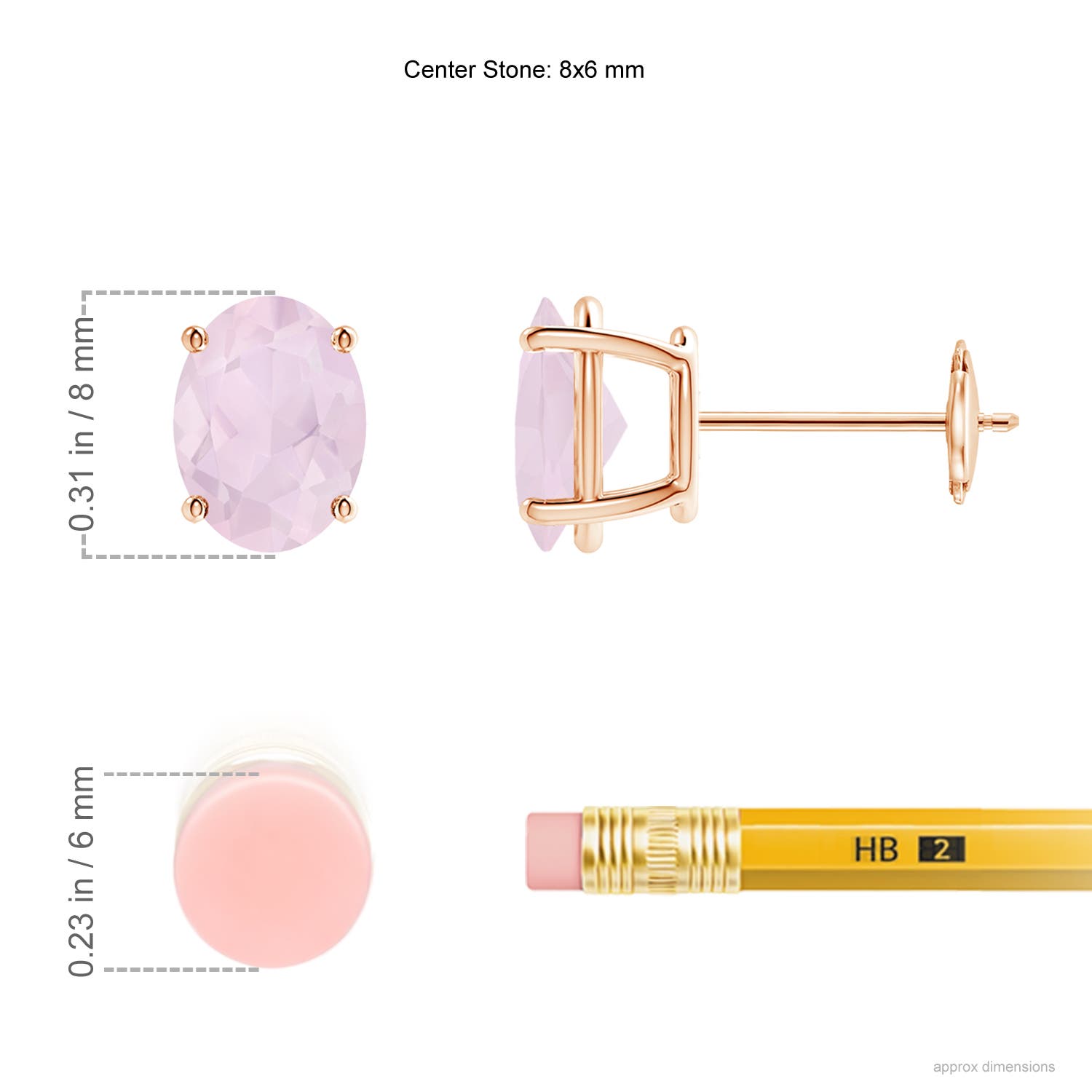 A - Rose Quartz / 2 CT / 14 KT Rose Gold