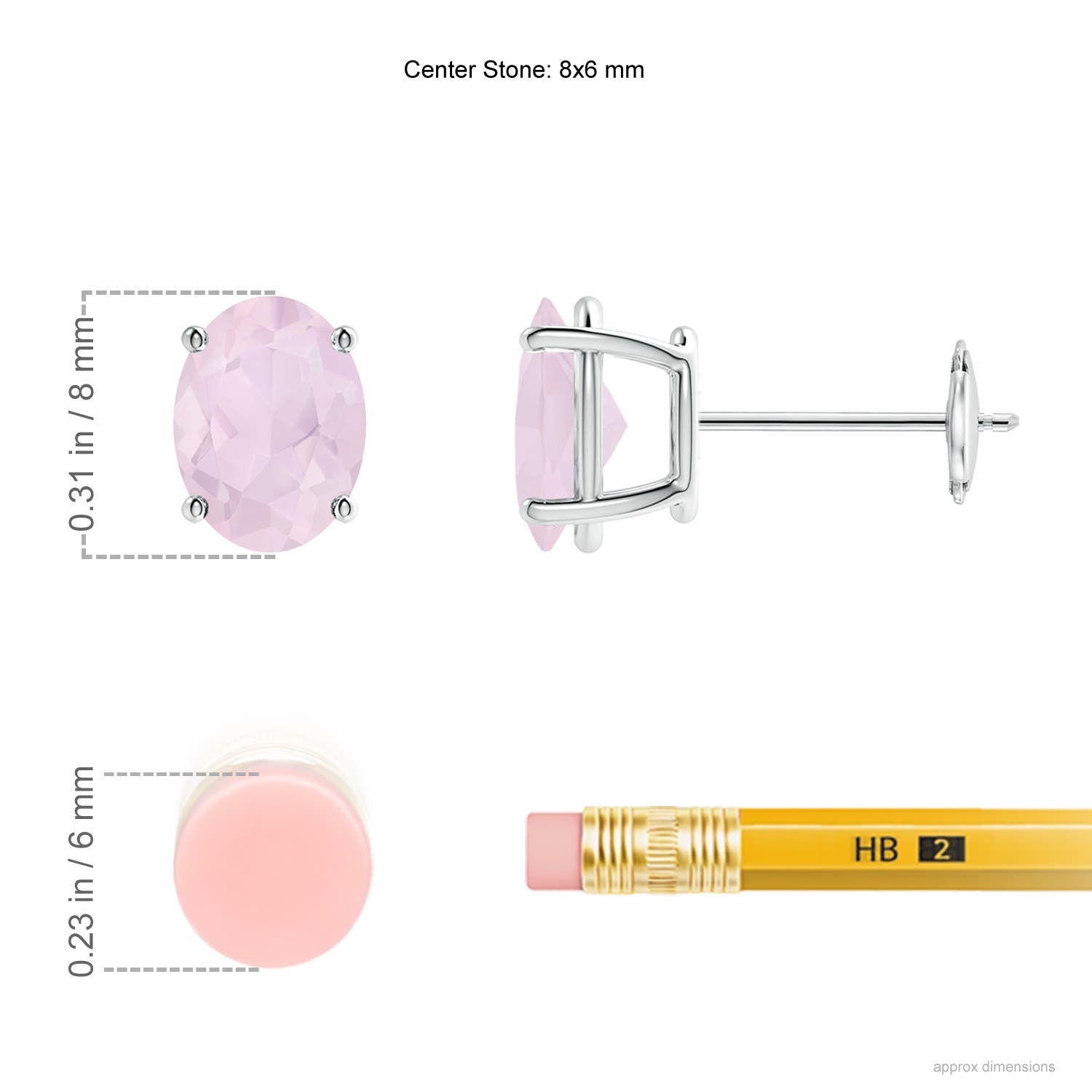 A - Rose Quartz / 2 CT / 14 KT White Gold