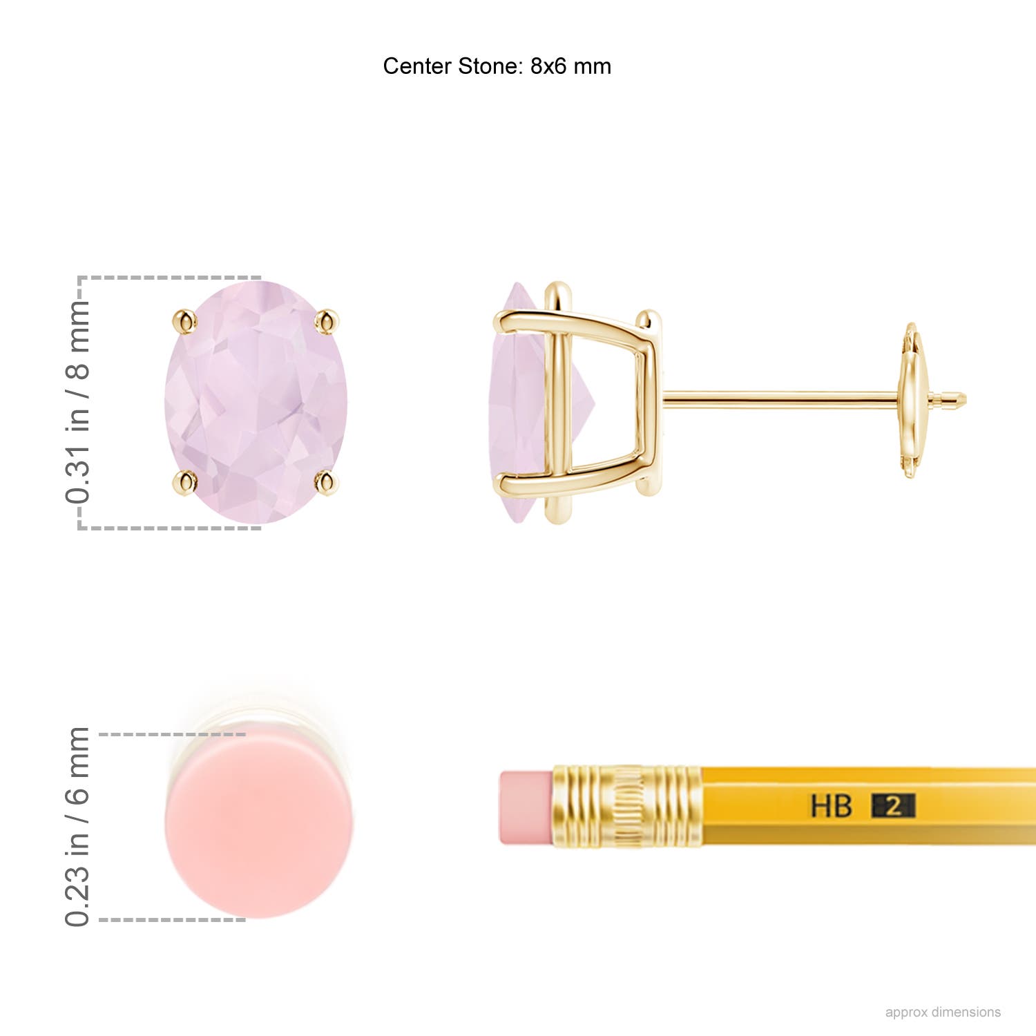 A - Rose Quartz / 2 CT / 14 KT Yellow Gold