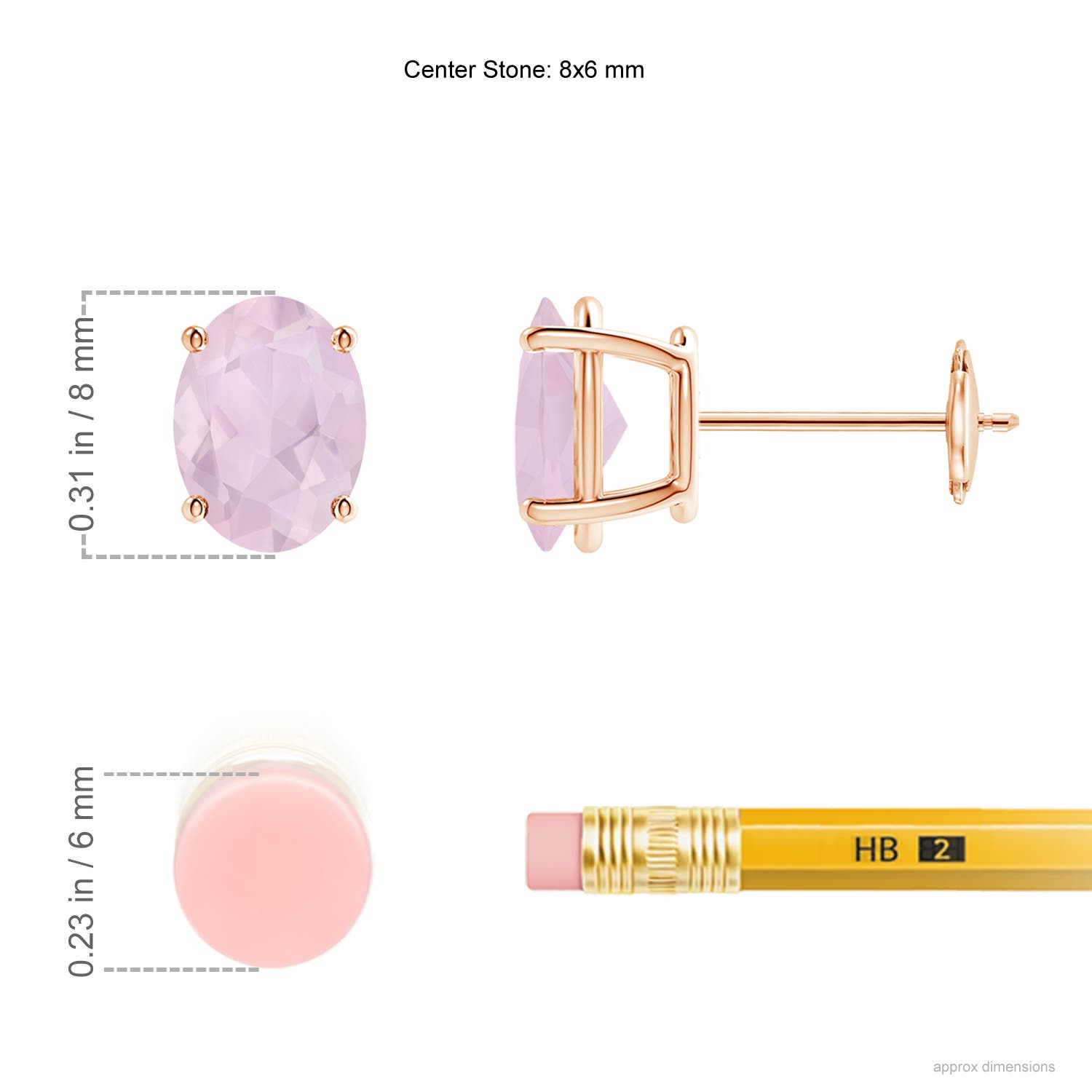 AA - Rose Quartz / 2 CT / 14 KT Rose Gold