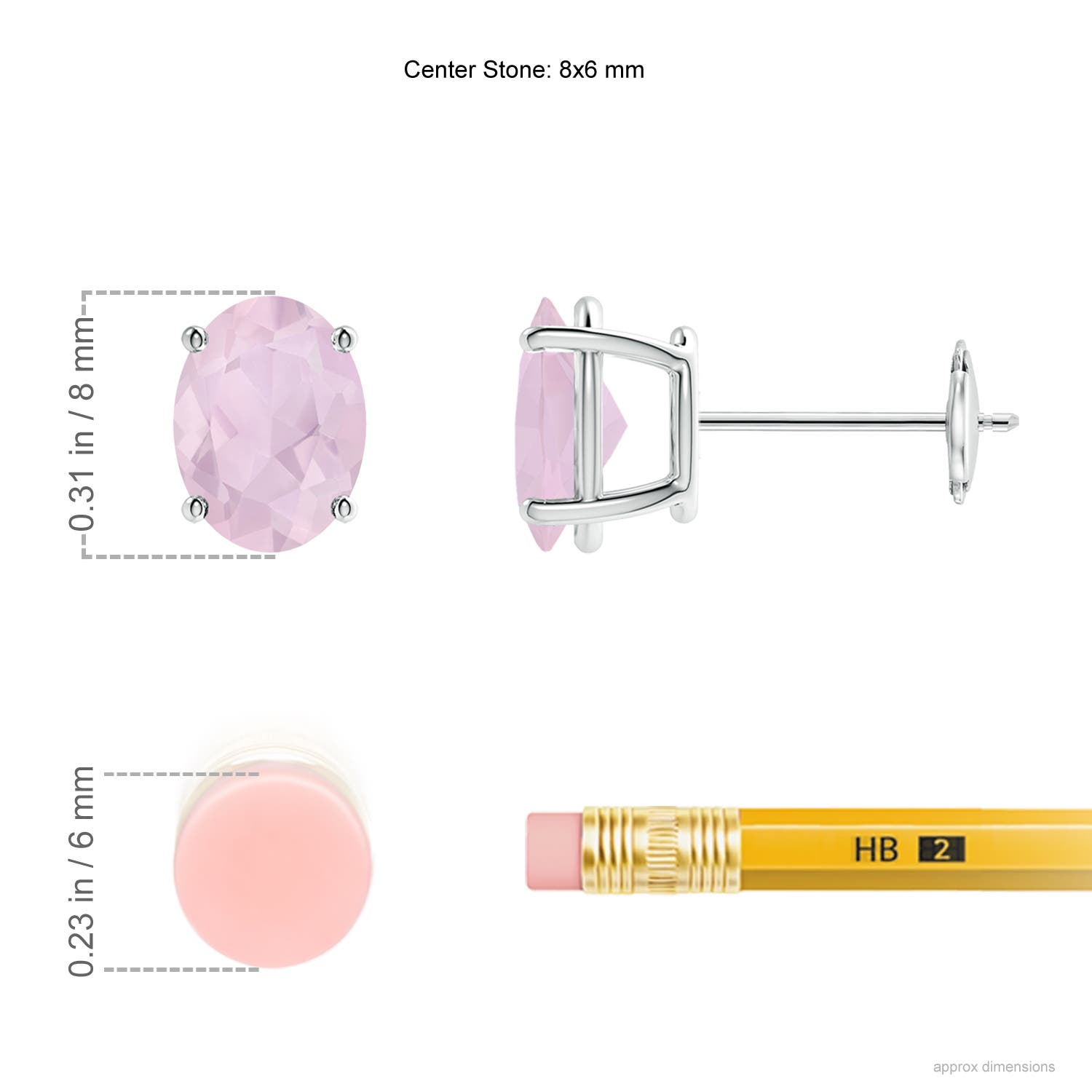 AA - Rose Quartz / 2 CT / 14 KT White Gold