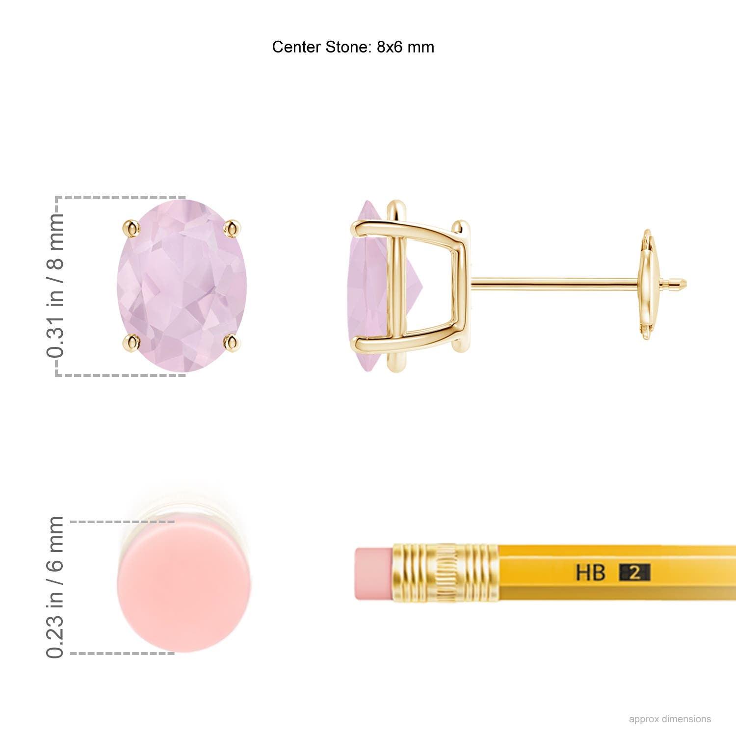 AA - Rose Quartz / 2 CT / 14 KT Yellow Gold