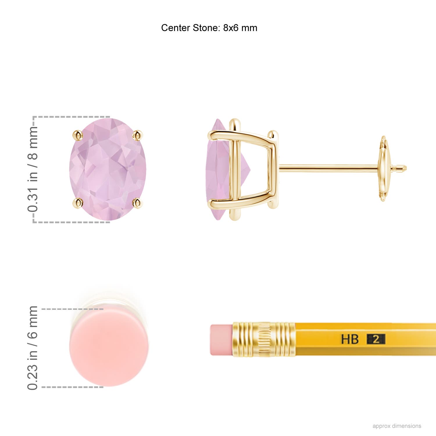 AAA - Rose Quartz / 2 CT / 14 KT Yellow Gold