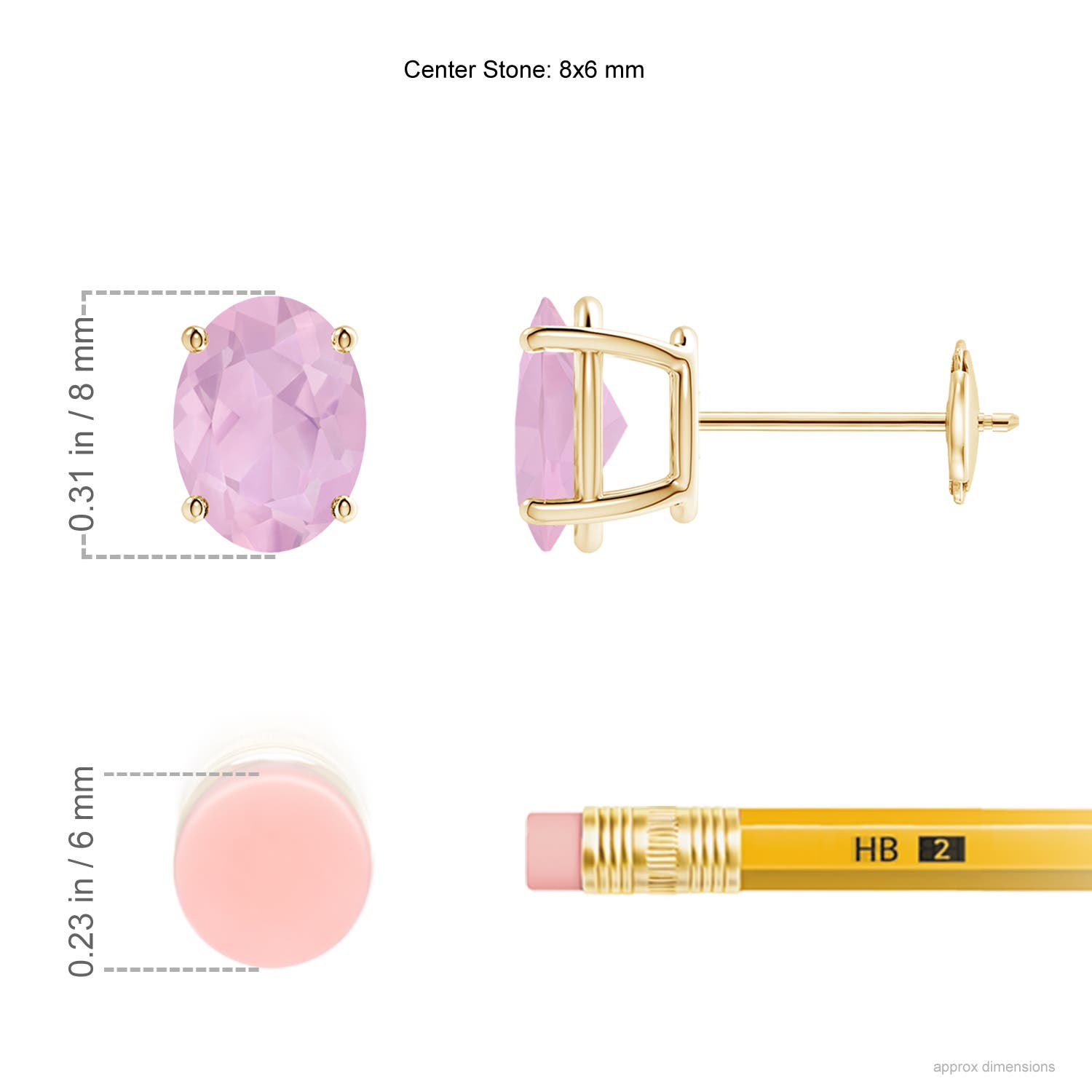 AAAA - Rose Quartz / 2 CT / 14 KT Yellow Gold