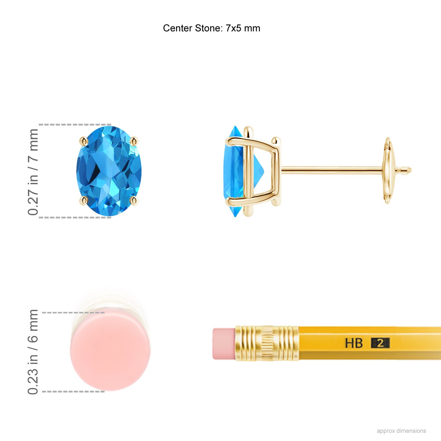 AAAA - Swiss Blue Topaz / 1.9 CT / 14 KT Yellow Gold