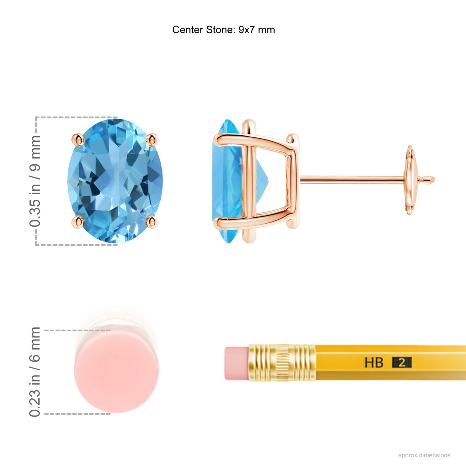 AA - Swiss Blue Topaz / 4.5 CT / 14 KT Rose Gold