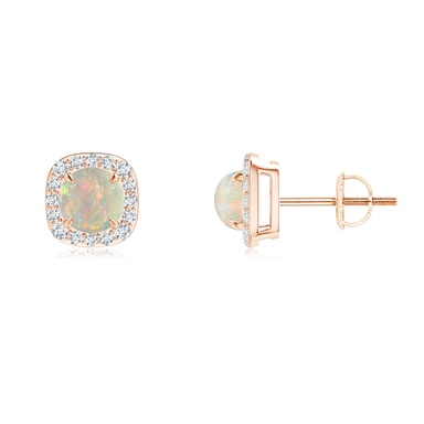 Vintage Style Opal and Diamond Fleur De Lis Earrings | Angara