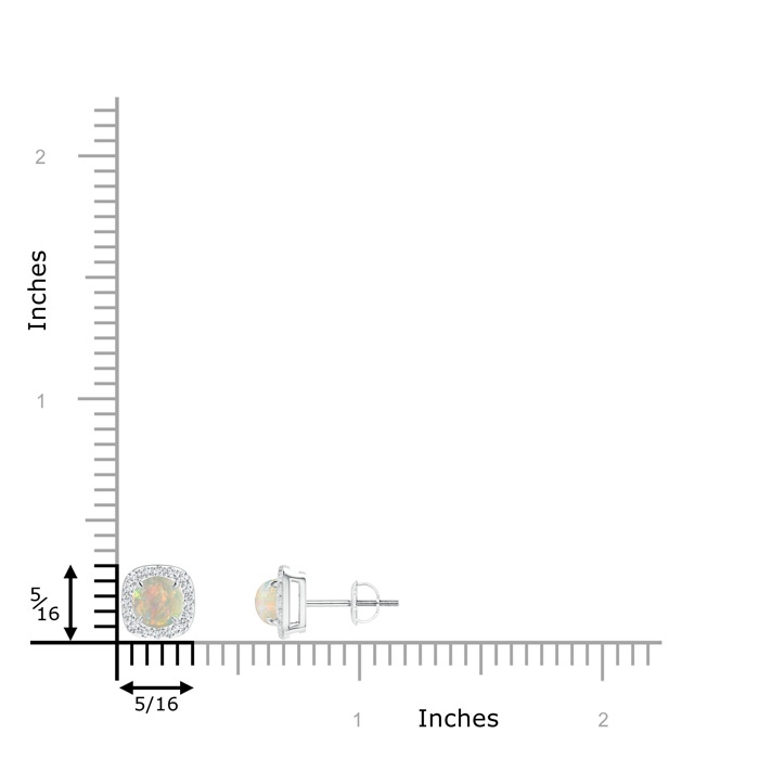 5mm AAAA Claw-Set Cabochon Opal and Diamond Cushion Halo Earrings in White Gold product image