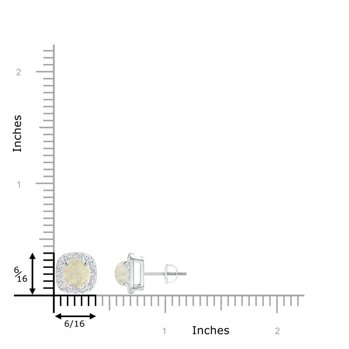 6mm AAA Claw-Set Cabochon Opal and Diamond Cushion Halo Earrings in White Gold product image
