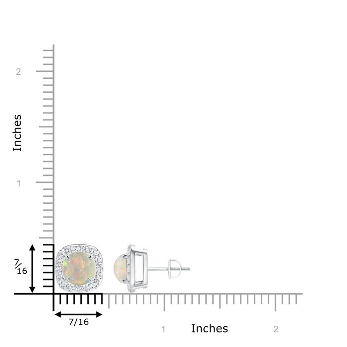7mm AAAA Claw-Set Cabochon Opal and Diamond Cushion Halo Earrings in White Gold product image