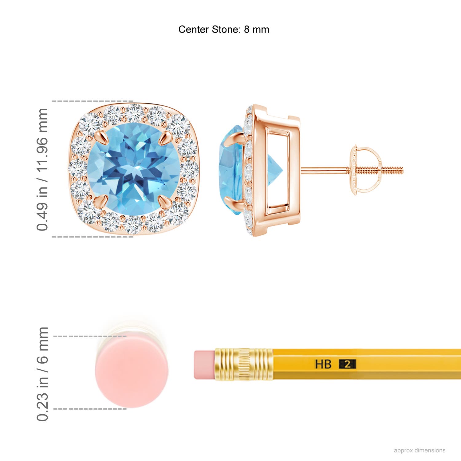 A - Swiss Blue Topaz / 5.28 CT / 14 KT Rose Gold