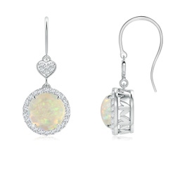 Drop White Gold Opal Earrings