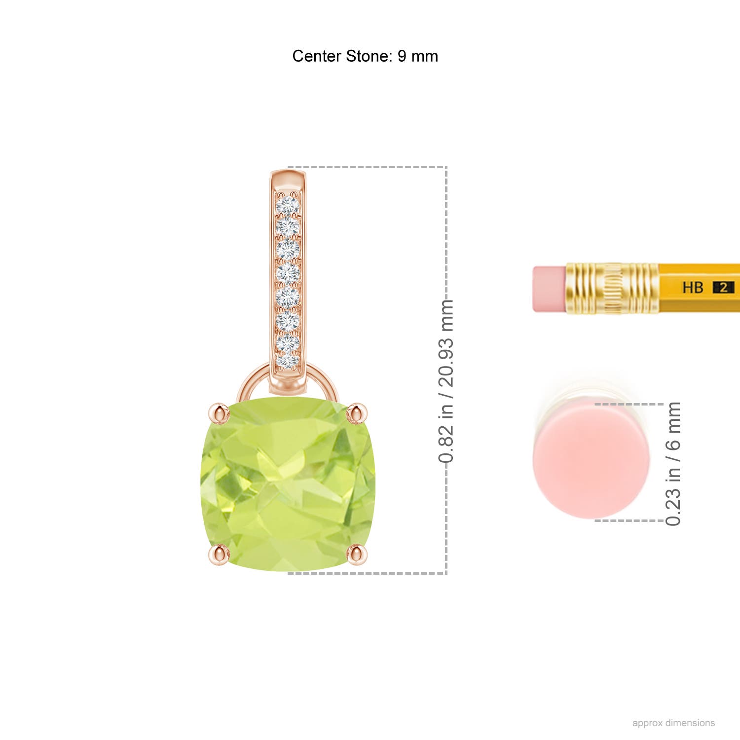 A - Peridot / 5.73 CT / 14 KT Rose Gold