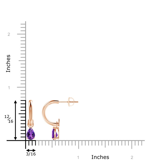 6x4mm AAAA Pear-Shaped Amethyst Drop Earrings with Screw Back in Rose Gold product image