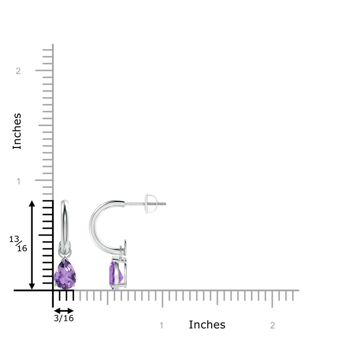 7x5mm A Pear-Shaped Amethyst Drop Earrings with Screw Back in White Gold product image
