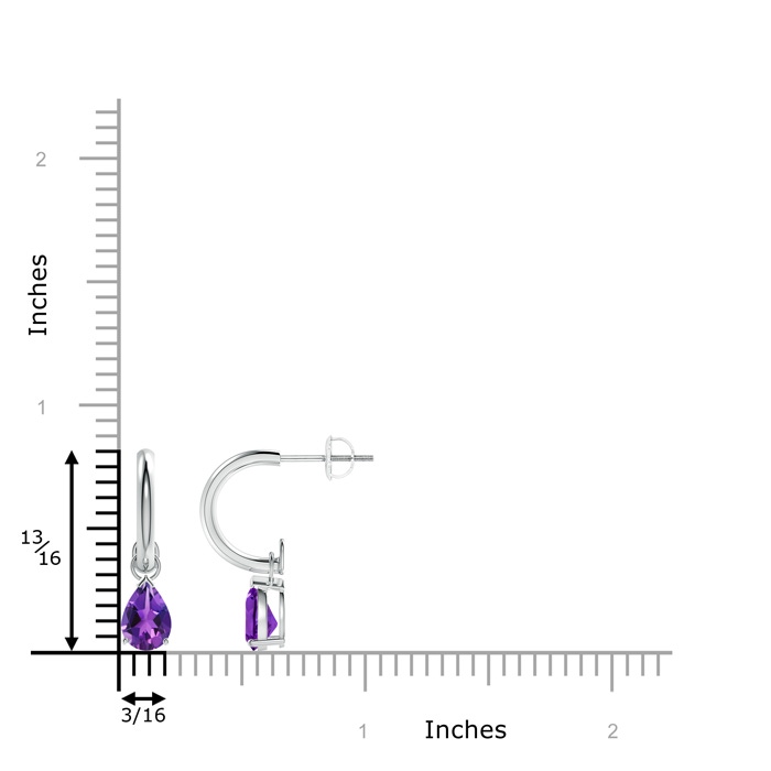 7x5mm AAAA Pear-Shaped Amethyst Drop Earrings with Screw Back in White Gold product image