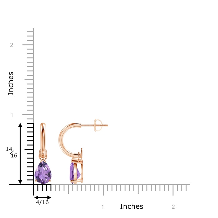 8x6mm A Pear-Shaped Amethyst Drop Earrings with Screw Back in Rose Gold product image