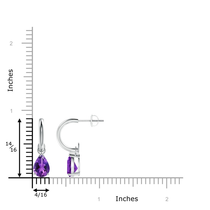 8x6mm AAAA Pear-Shaped Amethyst Drop Earrings with Screw Back in White Gold product image
