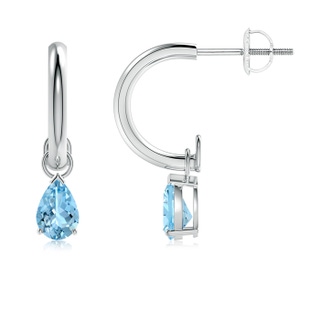 6x4mm AAAA Pear-Shaped Aquamarine Drop Earrings with Screw Back in P950 Platinum