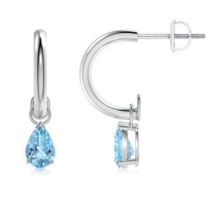 6x4mm AAAA Pear-Shaped Aquamarine Drop Earrings with Screw Back in White Gold