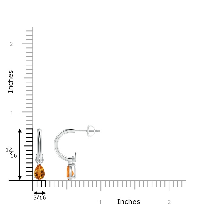 6x4mm AAA Pear-Shaped Citrine Drop Earrings with Screw Back in White Gold product image