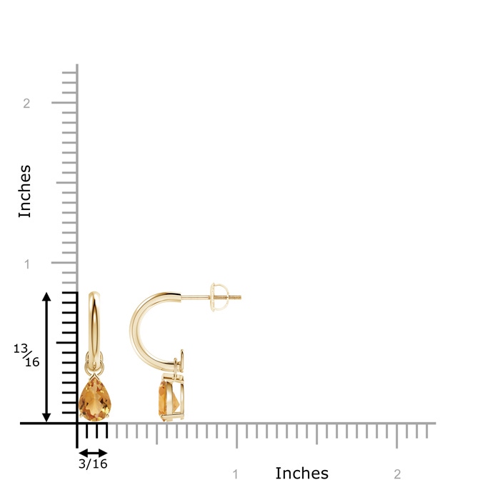7x5mm A Pear-Shaped Citrine Drop Earrings with Screw Back in Yellow Gold product image