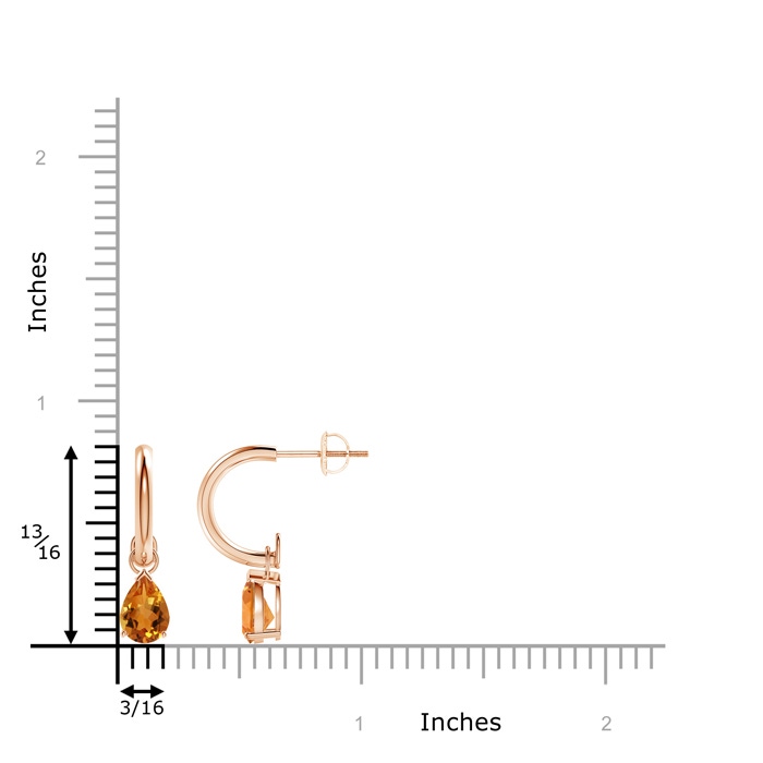 7x5mm AAA Pear-Shaped Citrine Drop Earrings with Screw Back in Rose Gold product image