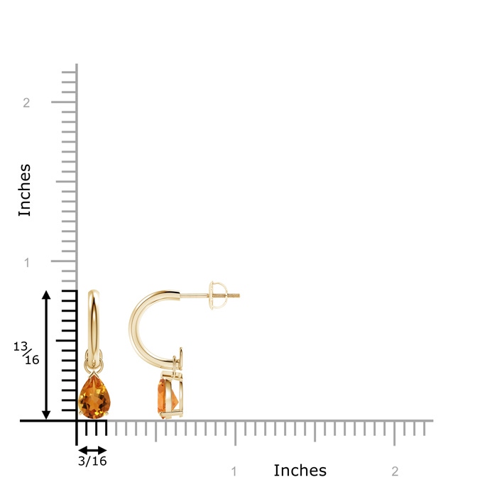 7x5mm AAA Pear-Shaped Citrine Drop Earrings with Screw Back in Yellow Gold product image