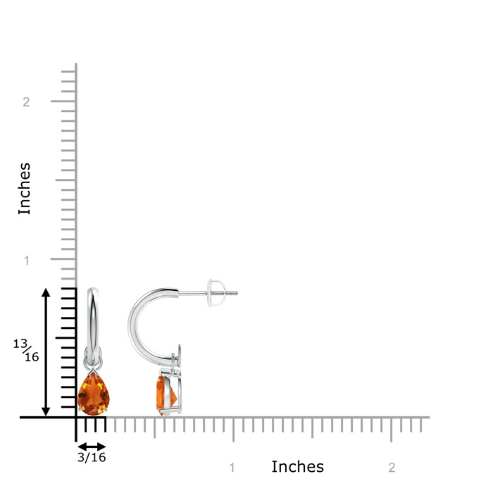 7x5mm AAAA Pear-Shaped Citrine Drop Earrings with Screw Back in White Gold product image