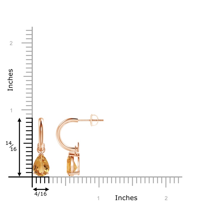 8x6mm A Pear-Shaped Citrine Drop Earrings with Screw Back in Rose Gold product image