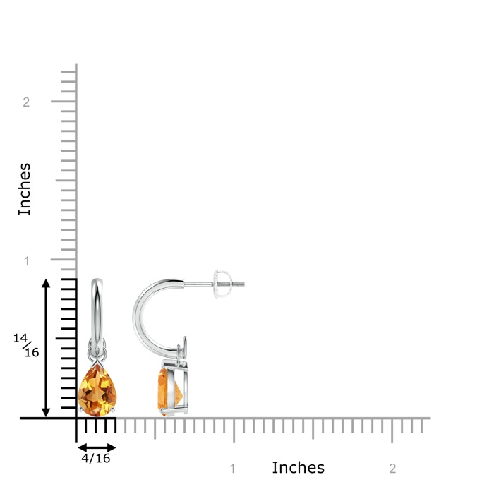 8x6mm AA Pear-Shaped Citrine Drop Earrings with Screw Back in White Gold product image