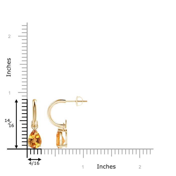 8x6mm AA Pear-Shaped Citrine Drop Earrings with Screw Back in Yellow Gold product image