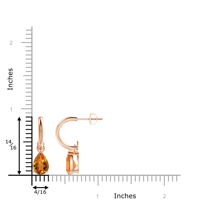 8x6mm AAA Pear-Shaped Citrine Drop Earrings with Screw Back in Rose Gold product image