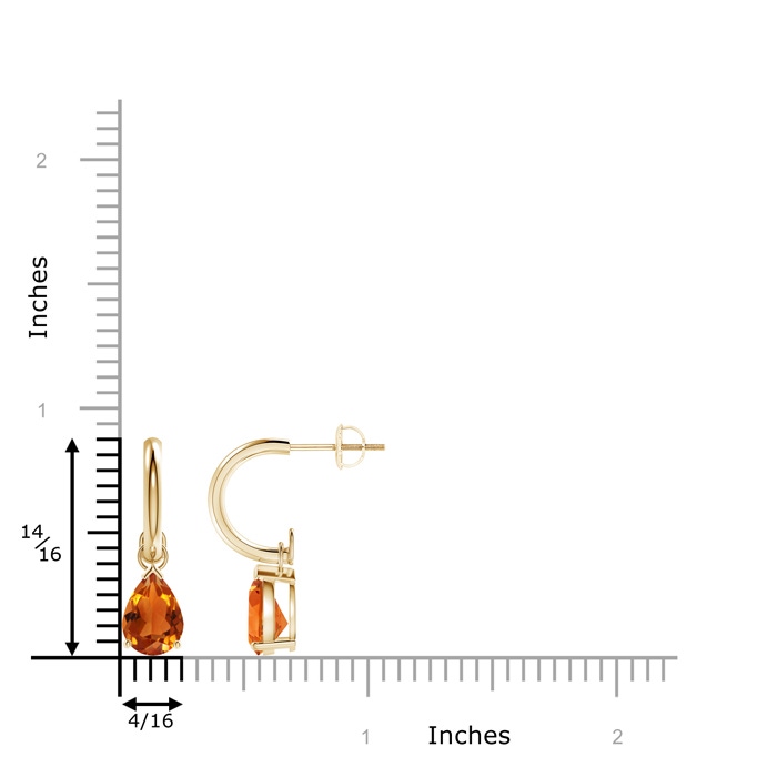 8x6mm AAAA Pear-Shaped Citrine Drop Earrings with Screw Back in Yellow Gold product image