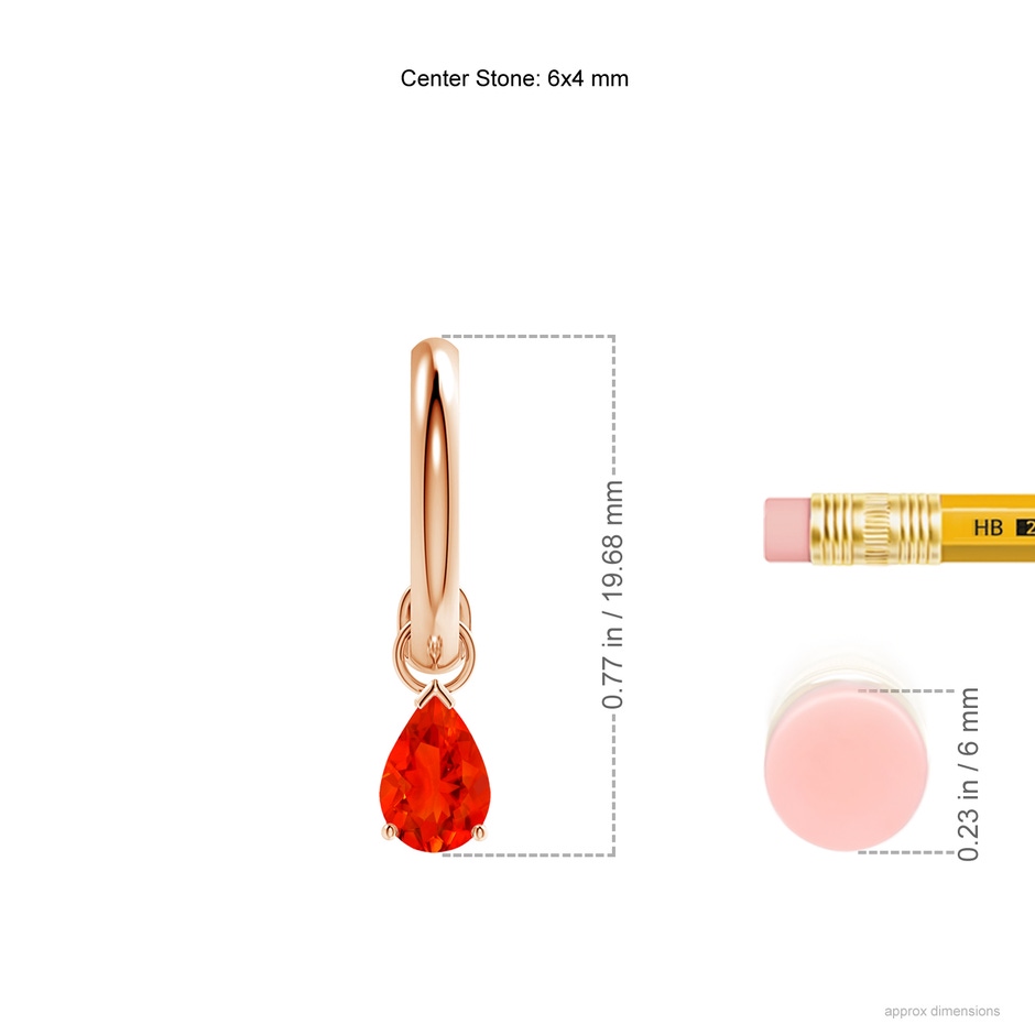 6x4mm AAAA Pear-Shaped Fire Opal Drop Earrings with Screw Back in Rose Gold ruler