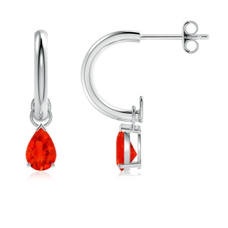 6x4mm AAAA Pear-Shaped Fire Opal Drop Earrings with Screw Back in S999 Silver